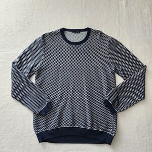IKKS Men Sweater Mens XL Blue Textured Knit Long Sleeve Pullover Casual Crew
